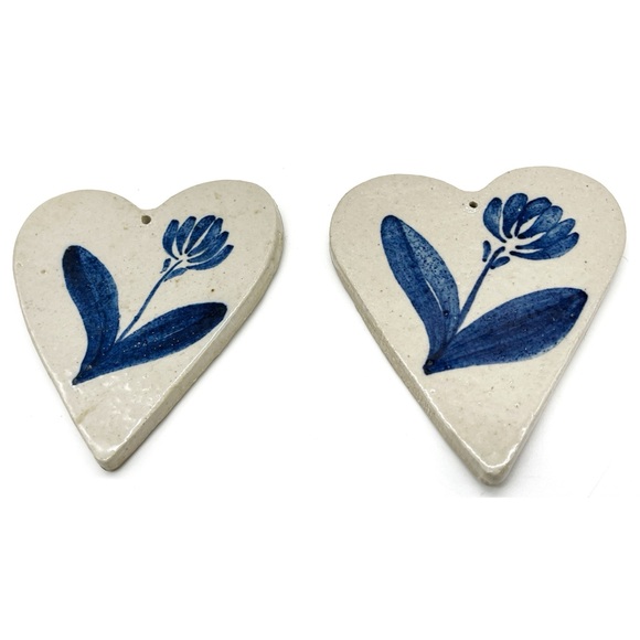 Flower Heart Ceramic Ornament Set - Picture 1 of 2